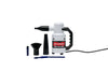 The DATAVAC® ELECTRIC DUSTER® by MetroVac is shown standing upright with a coiled power cord and five interchangeable nozzle attachments, including a concentrator and brush tool, laid out in front on a white background.
